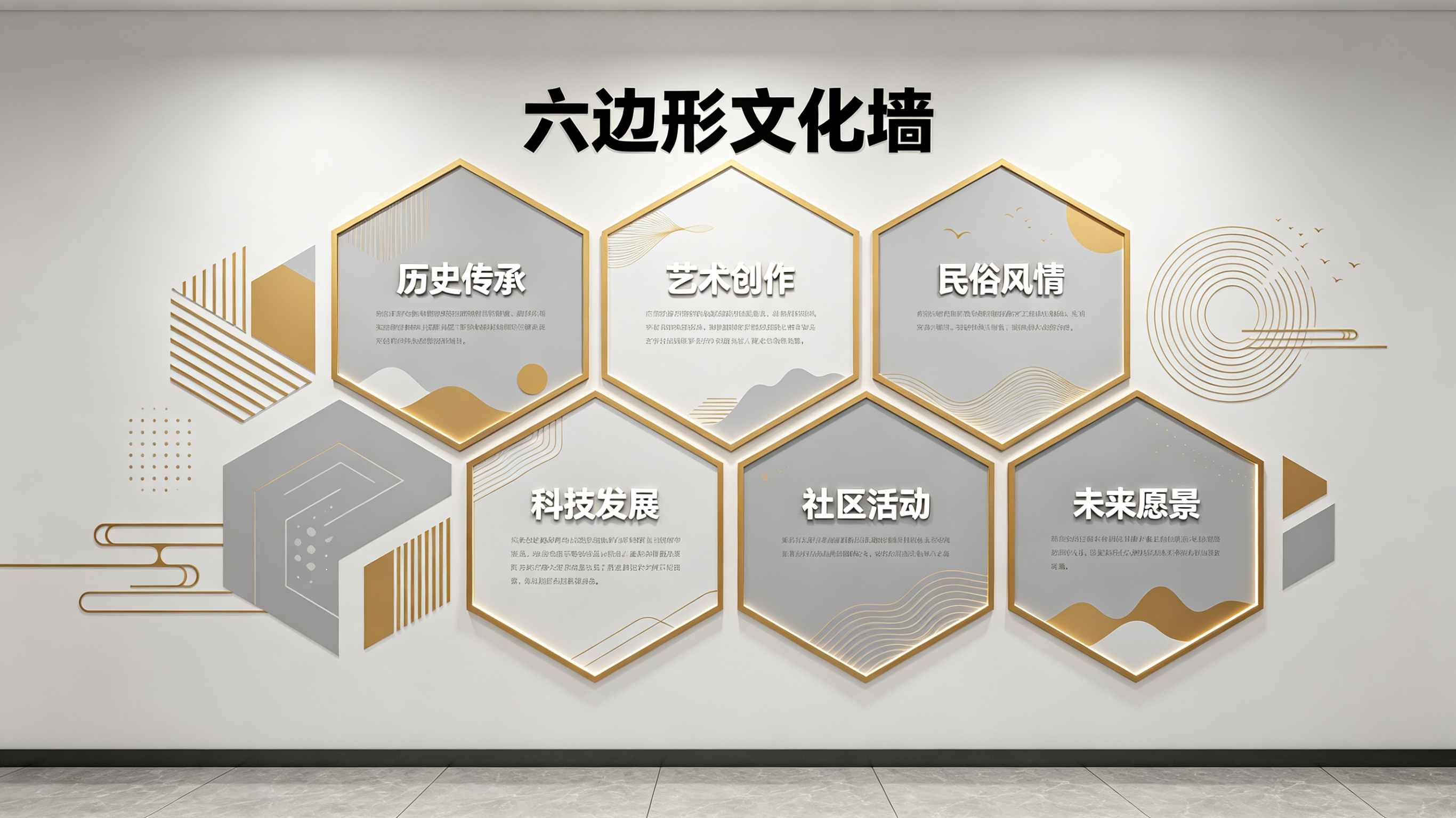 鹤峰企业文化墙 | 六边形信息美学